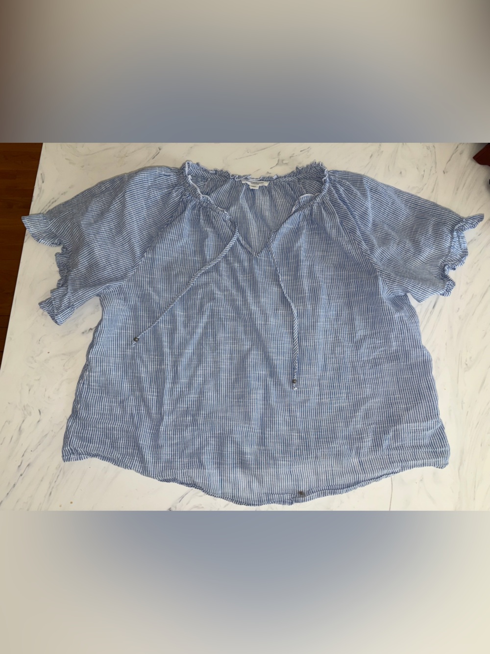 Beachlunchlounge collection stripe blue white stripe cotton blouse shirt top l